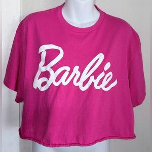 Barbie pink white logo crop short sleeve T-Shirt women XL
